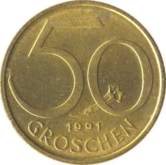 Austria 50 Groschen Coin | Gentian Flower | KM2885 | 1959 - 2001