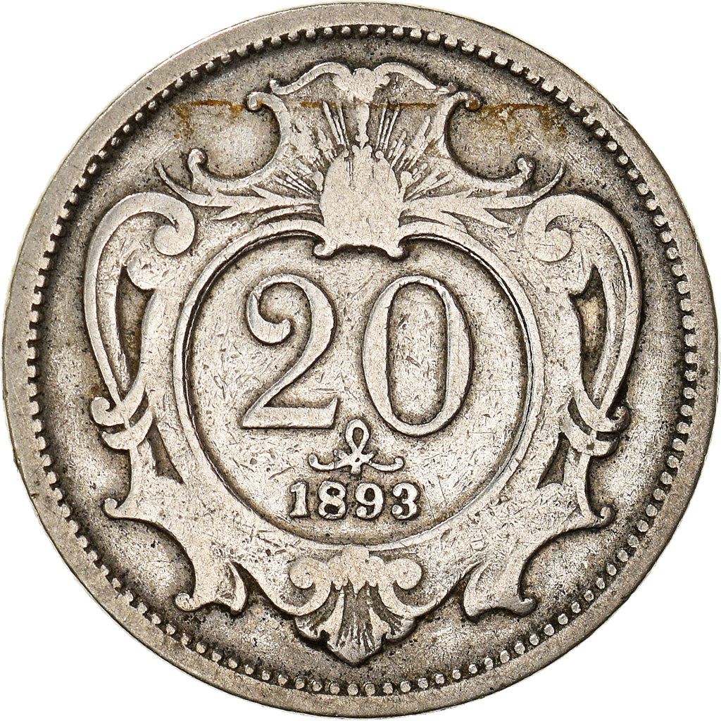 Austrian Empire | 20 Hellers Coin | Art Nouveau | Habsburg-Lorraine Shield | Km:2803 | 1892 - 1914