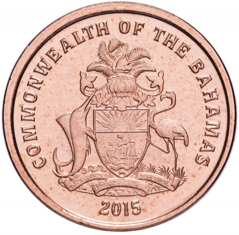 Bahamas | 1 Cent Coin | Starfish | Flamingo | Marlin | KM218.3 | 2014 - 2015