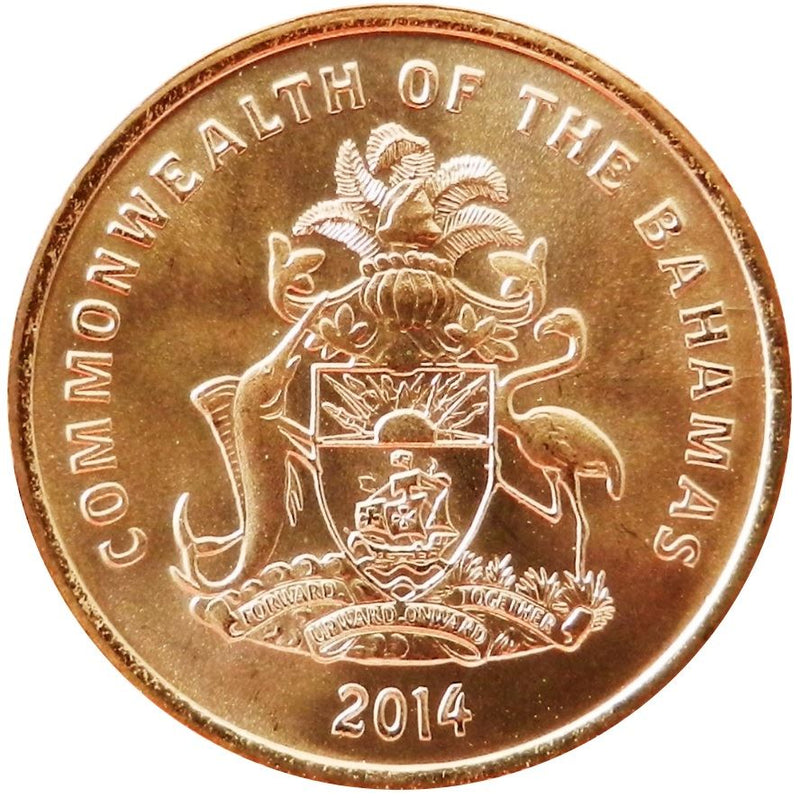 Bahamas | 1 Cent Coin | Starfish | Flamingo | Marlin | KM218.3 | 2014 - 2015