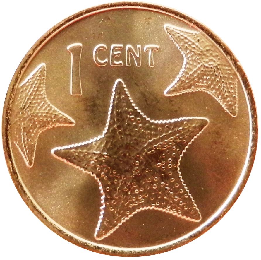 Bahamas | 1 Cent Coin | Starfish | Flamingo | Marlin | KM218.3 | 2014 - 2015