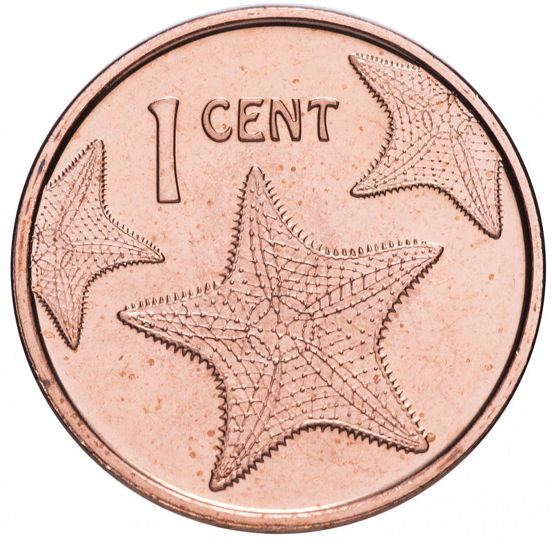 Bahamas | 1 Cent Coin | Starfish | Flamingo | Marlin | KM218.3 | 2014 - 2015