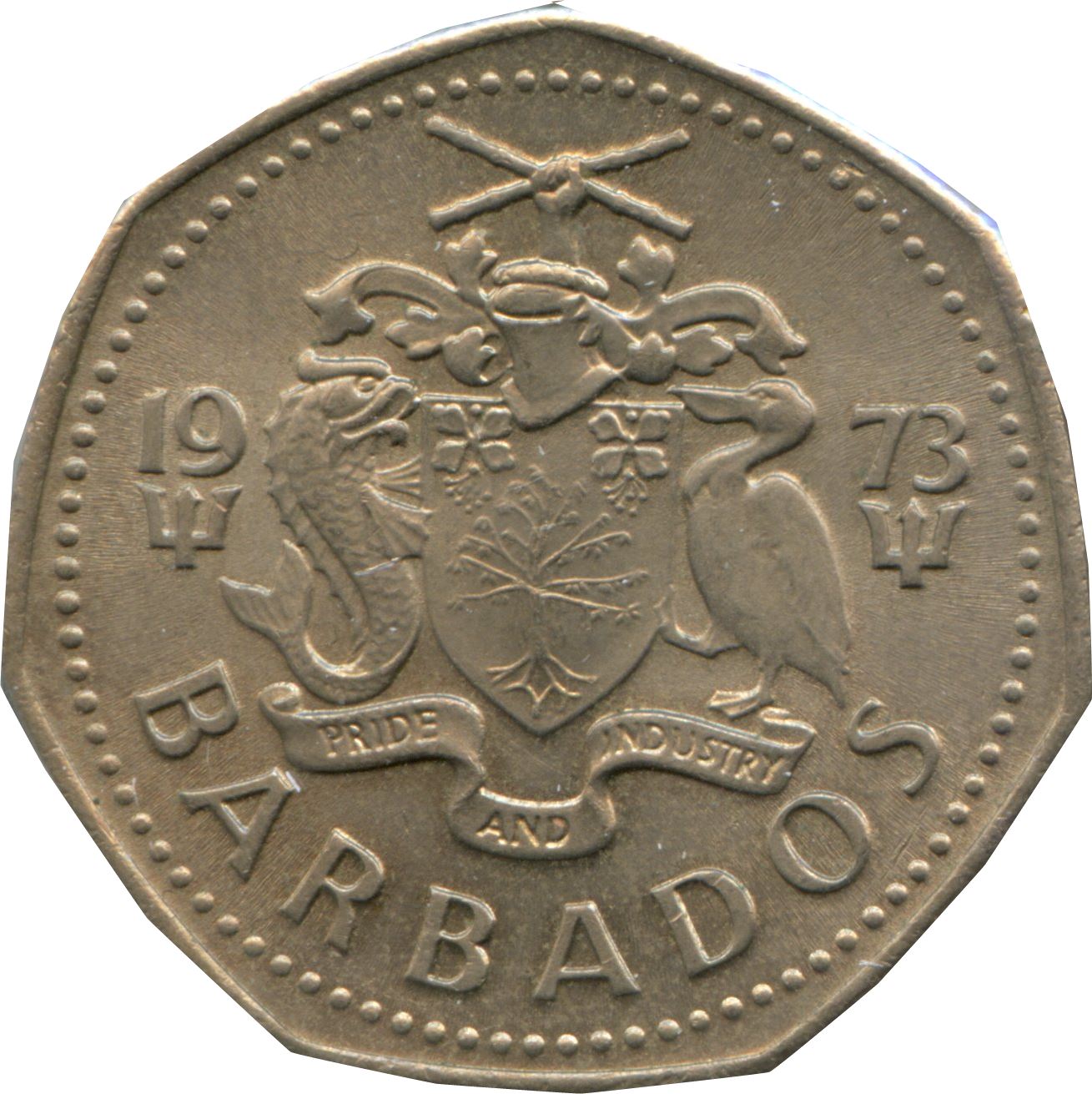 Barbados | 1 Dollar Coin | Flying fish | Km:14.1 | 1973 - 1986