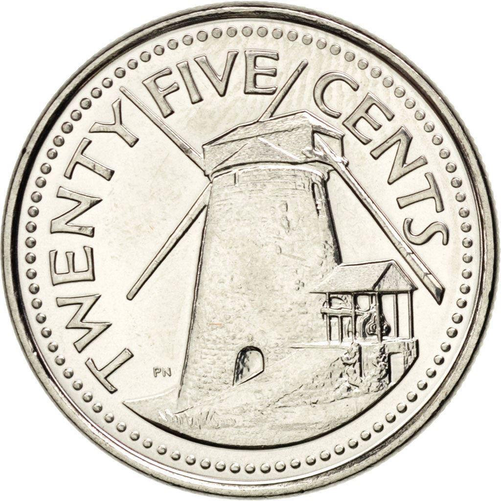 Barbados | 25 Cents Coin | Windmill | Km:13A | 2007 - 2021