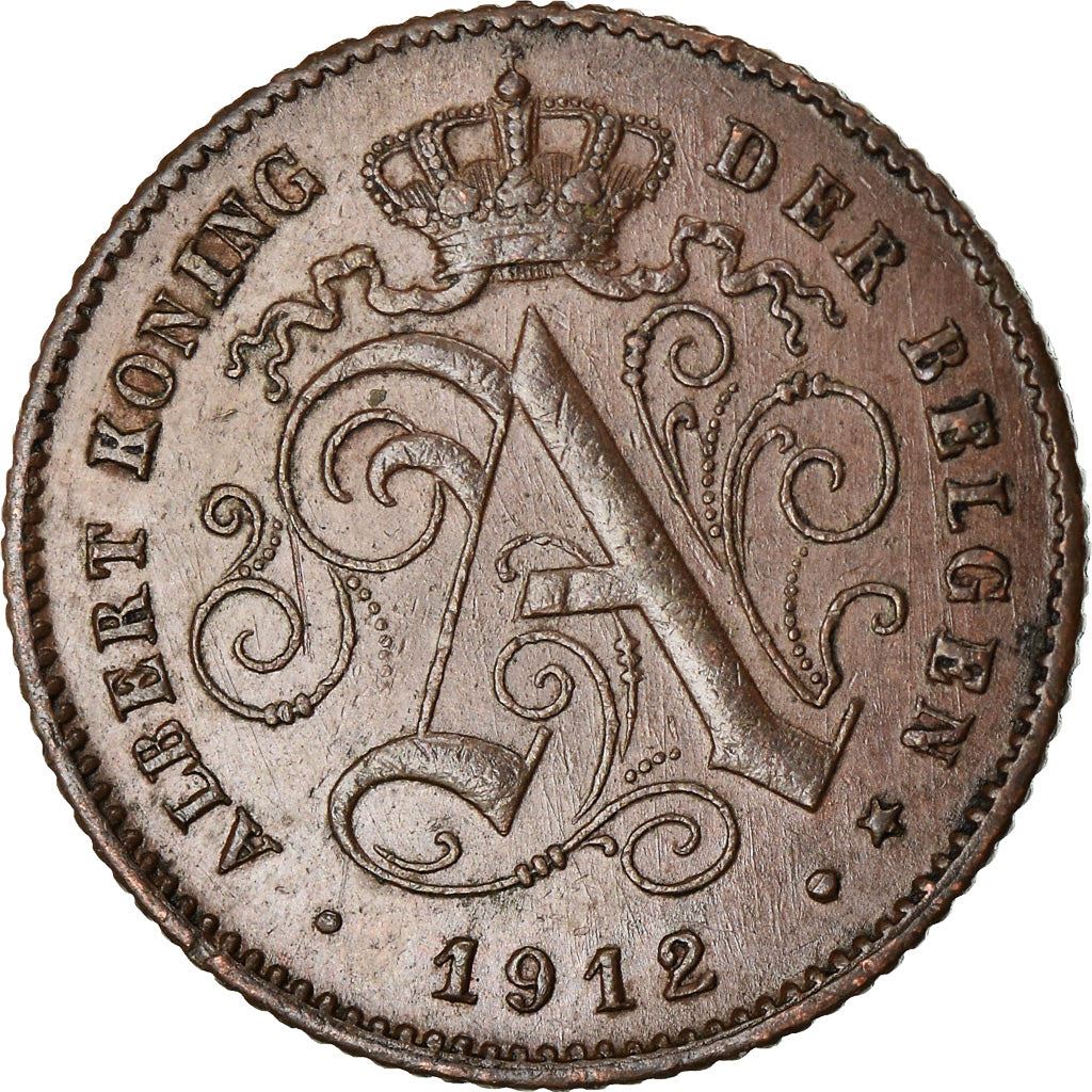 Belgian 1 Centime Coin | Albert I Belgie | Lion | Constitution | Star | KM77 | 1912