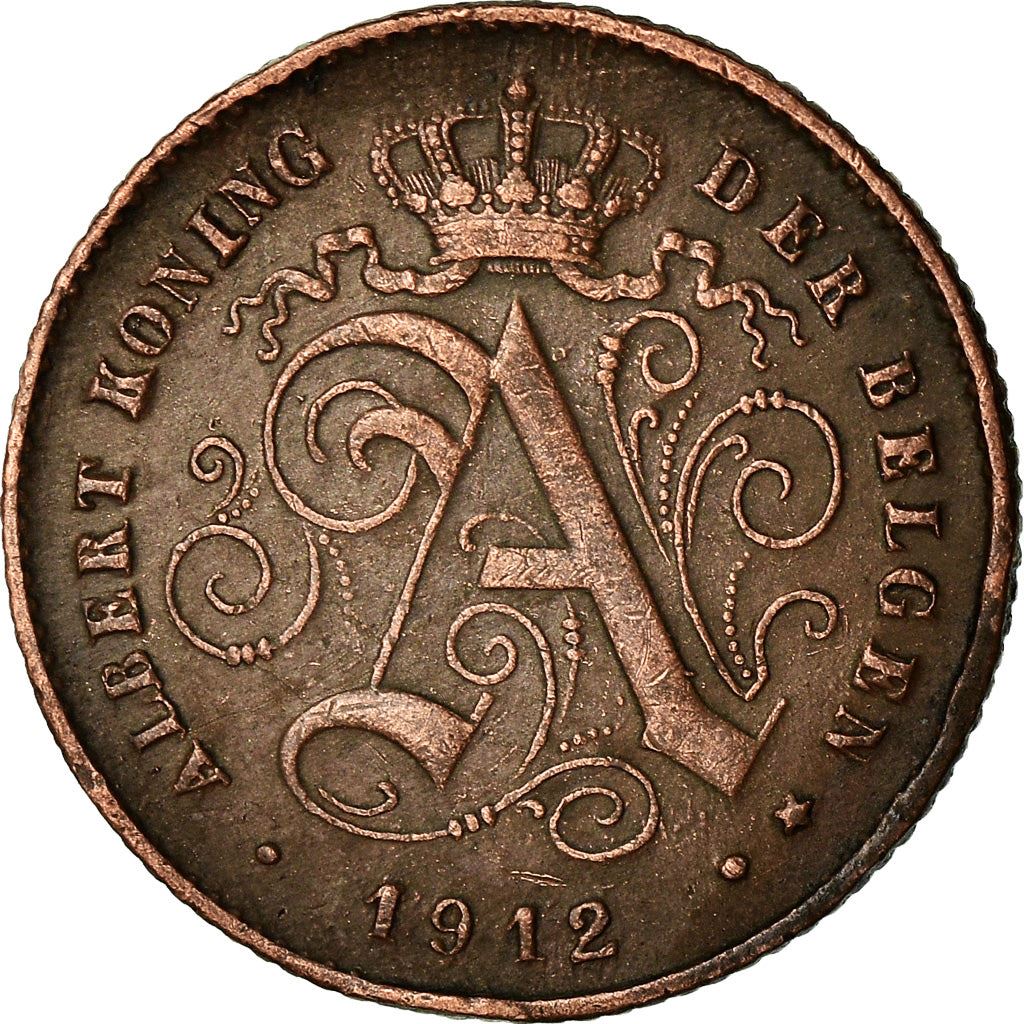 Belgian 1 Centime Coin | Albert I Belgie | Lion | Constitution | Star | KM77 | 1912