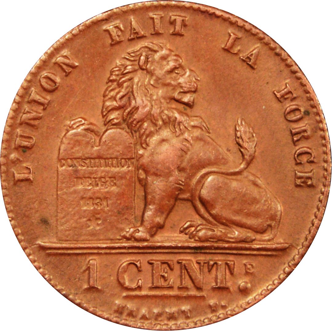 Belgian 1 Centime Coin | Albert I Belgique | Lion | Star | KM76 | 1912 - 1914