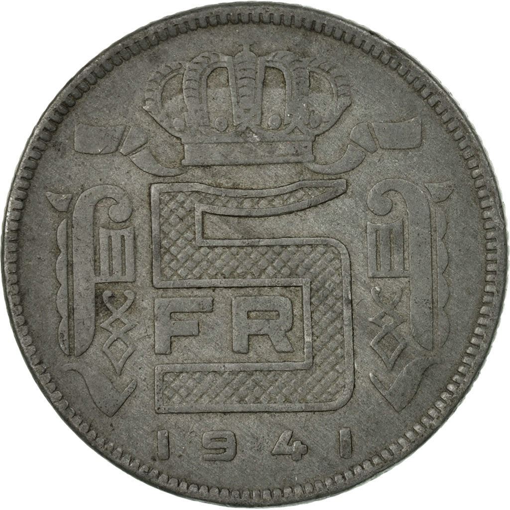 Belgian 5 Francs Coin | Leopold III Belgie | KM130 | 1941 - 1947