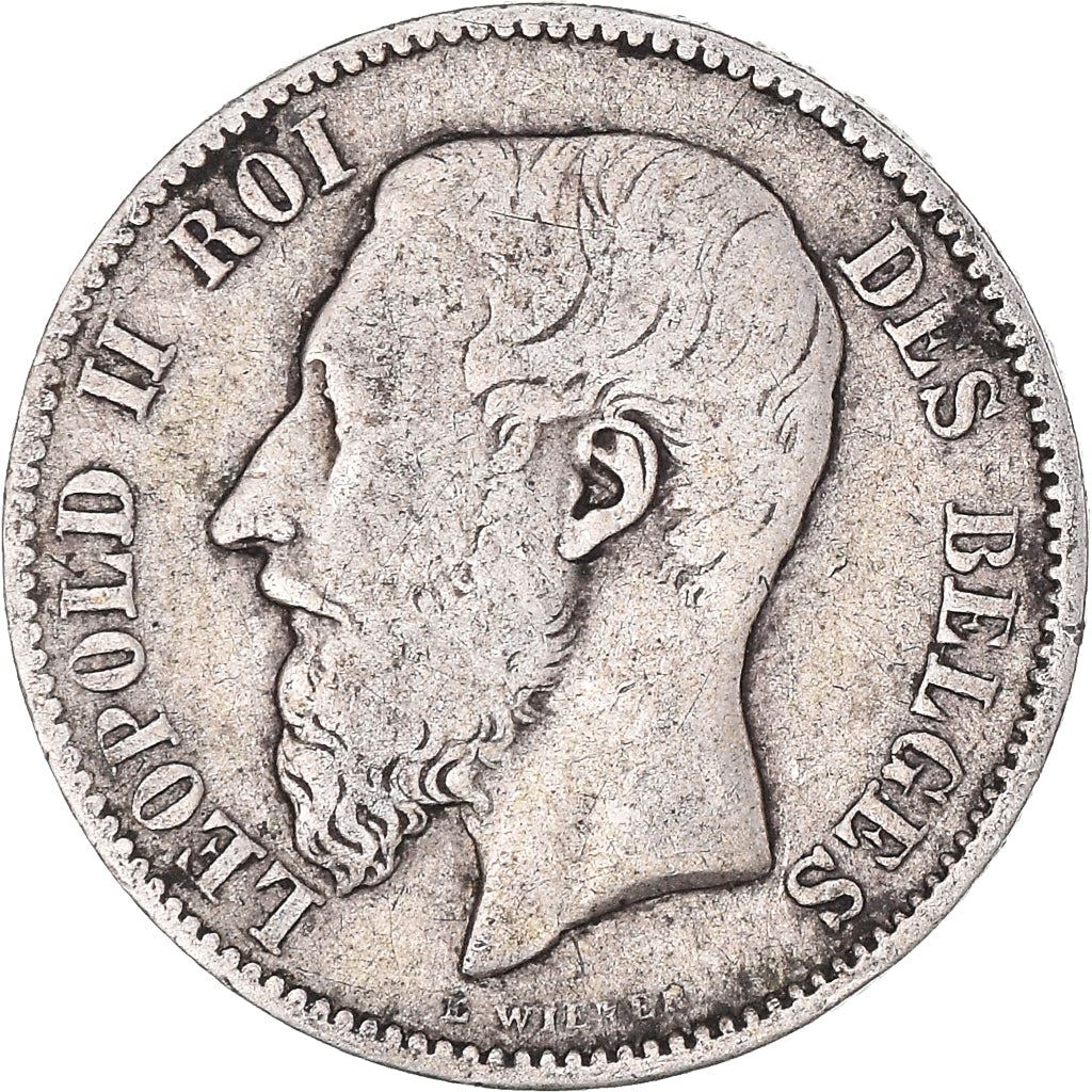 Belgian 50 Centimes Coin | Leopold II | KM26 | 1866 - 1899