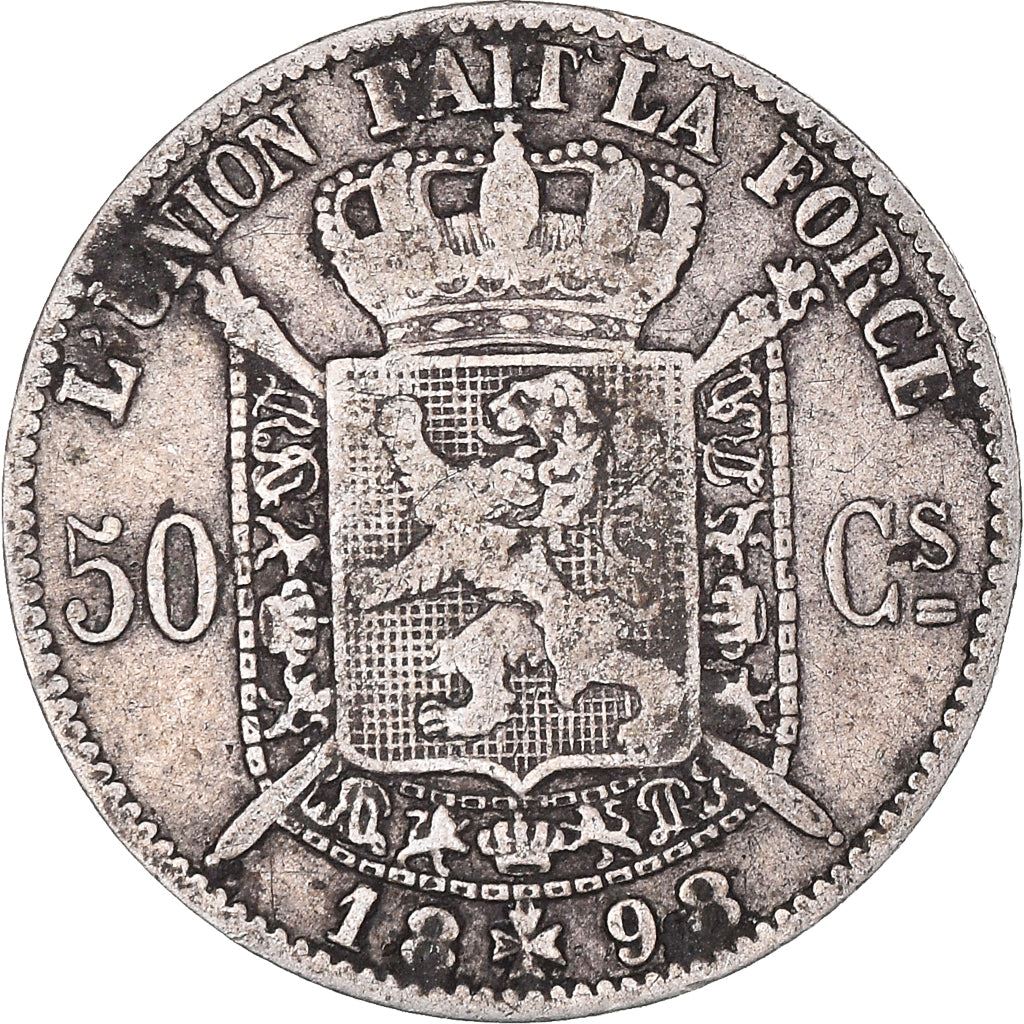 Belgian 50 Centimes Coin | Leopold II | KM26 | 1866 - 1899