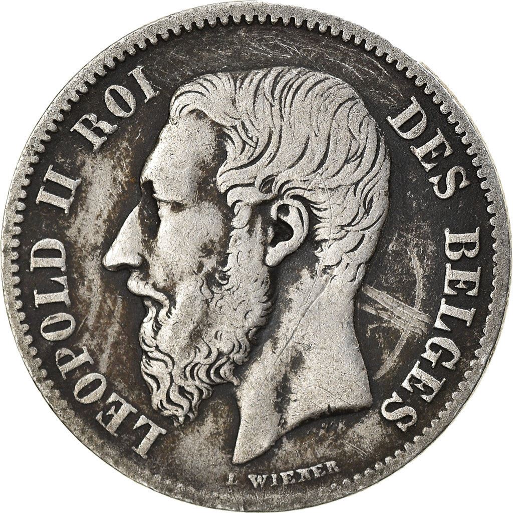 Belgian 50 Centimes Coin | Leopold II | KM26 | 1866 - 1899