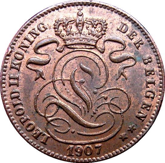 Belgian Coin 1 Centime - Léopold II België | Lion | Constitution | KM34 | 1887 - 1907