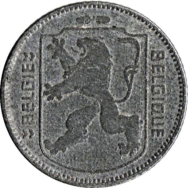 Belgian Coin 1 Franc - Léopold III BELGIQUE | Escutcheon | Acorns | KM128 | 1942 - 1947