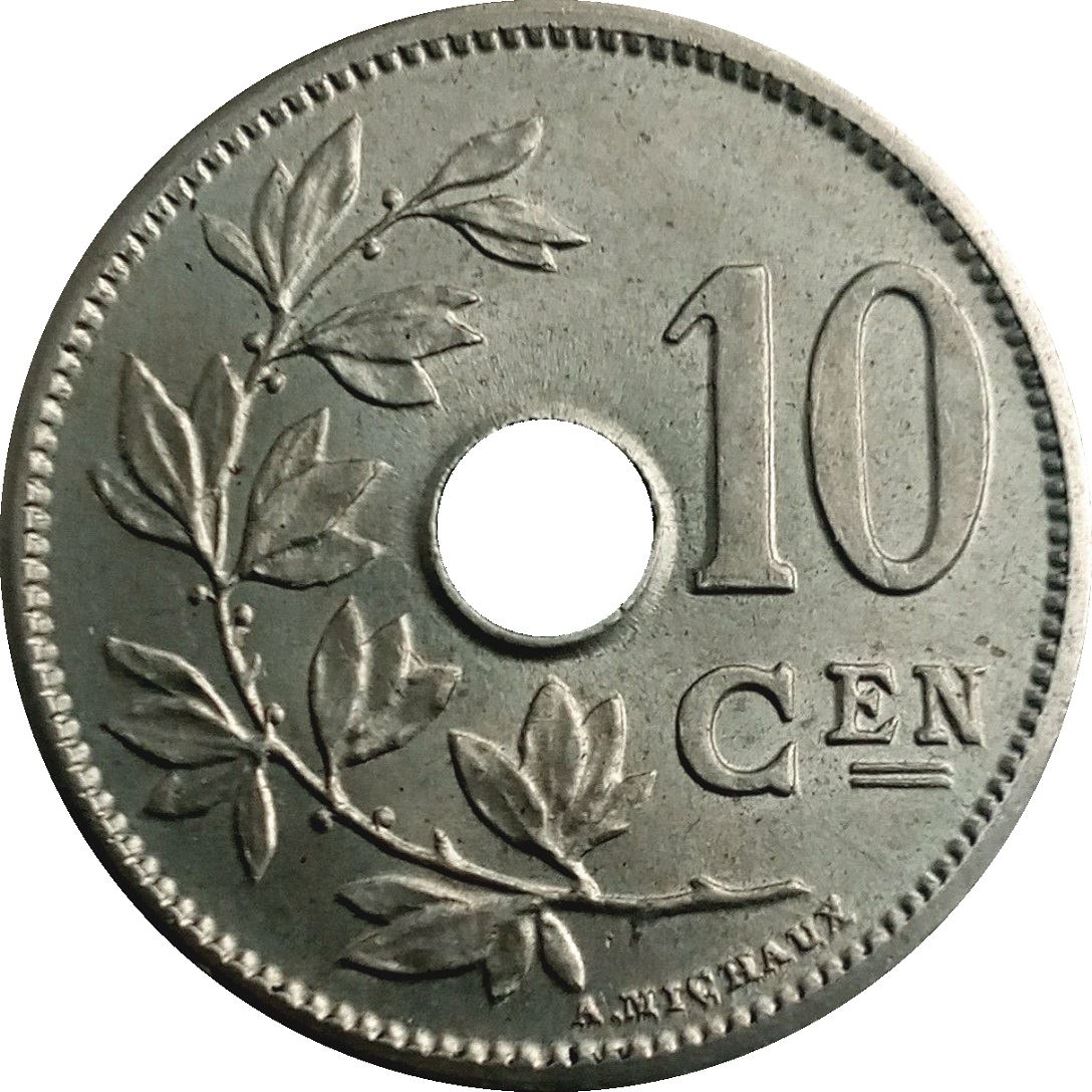 Belgian Coin 10 Centimes - Léopold II België | Olive Branch | Star | KM53 | 1903 - 1906