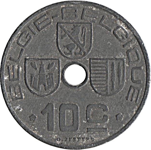 Belgian Coin 10 Centimes - Léopold III BELGIQUE | Liège | Arlon | KM126 | 1941 - 1946