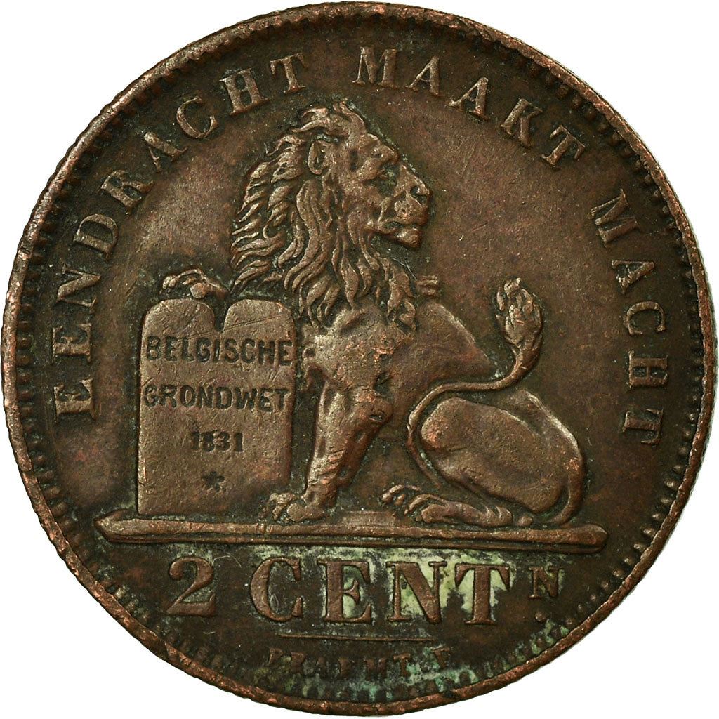 Belgian Coin 2 Centimes - Albert I België | Lion | Star | Slab | KM65 | 1910 - 1919