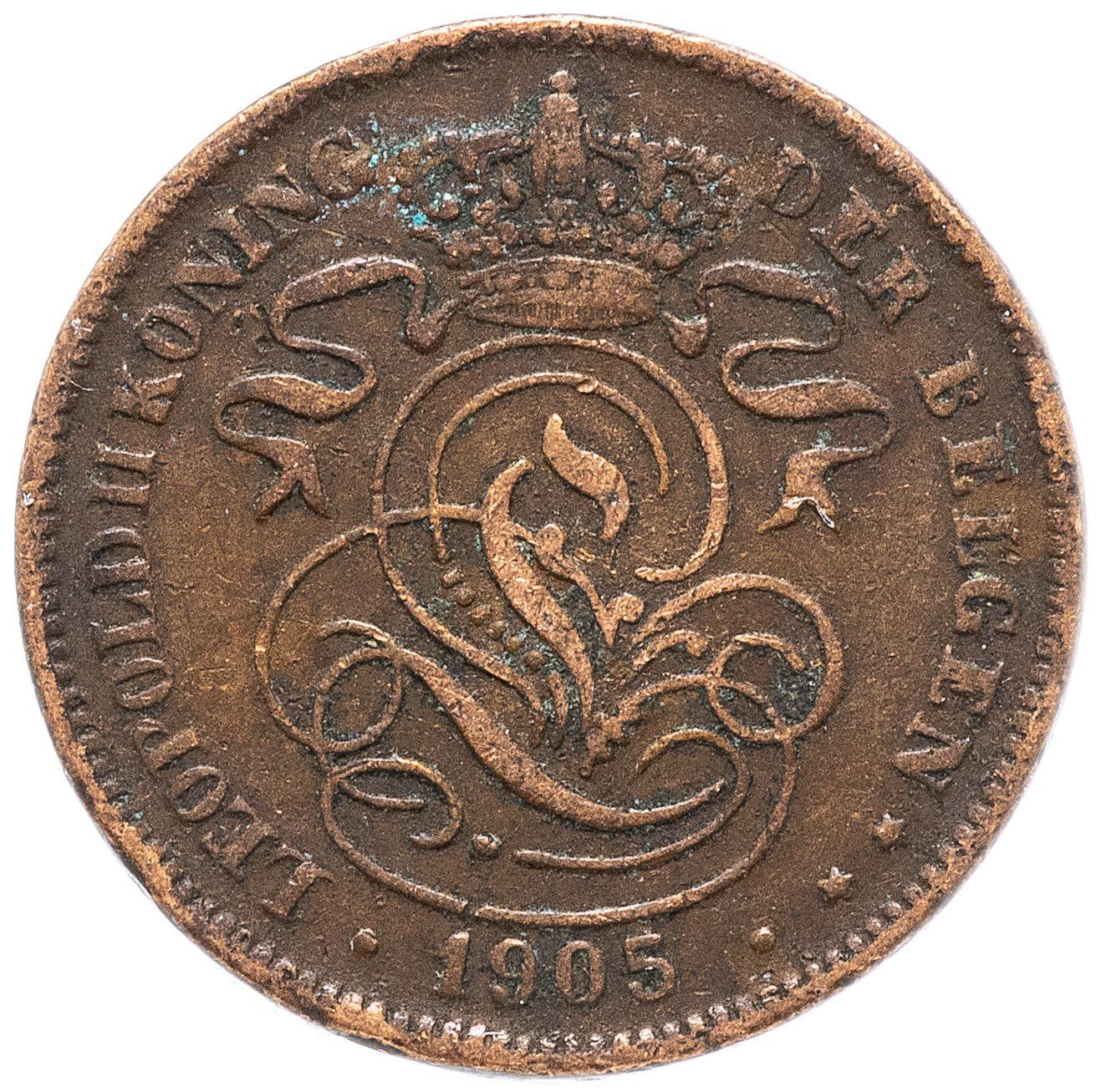 Belgian Coin 2 Centimes - Léopold II België | Lion | Star | KM36 | 1902 - 1909