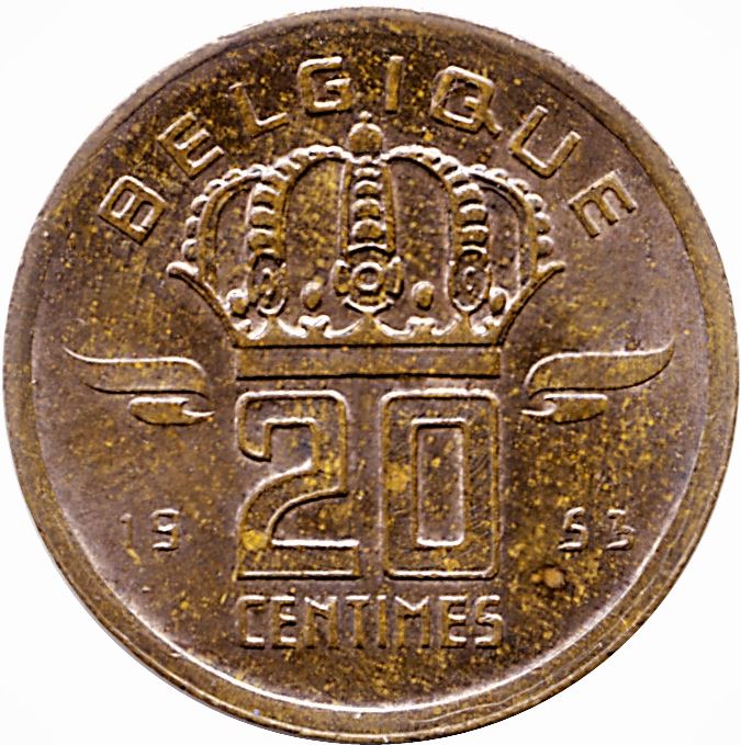 Belgian Coin 20 Centimes - Baudouin I Belgique | Miner | KM146 | 1953 - 1963