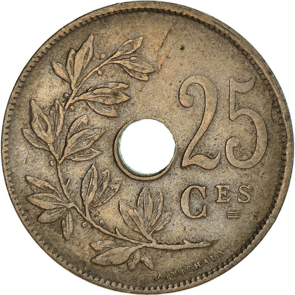 Belgian Coin 25 Centimes - Albert I Belgique | Olive Branch | Star | KM68.1 | 1913 - 1929