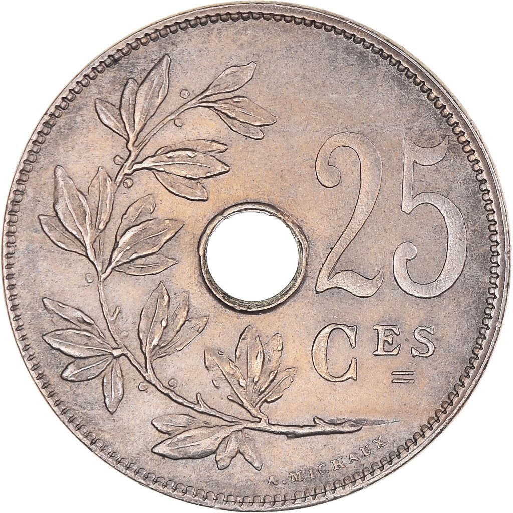 Belgian Coin 25 Centimes - Albert I Belgique | Olive Branch | Star | KM68.1 | 1913 - 1929