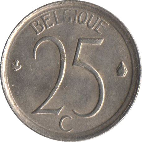 Belgian Coin 25 Centimes - Baudouin I Belgique | Privy | KM153 | 1964 - 1975