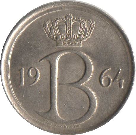 Belgian Coin 25 Centimes - Baudouin I Belgique | Privy | KM153 | 1964 - 1975