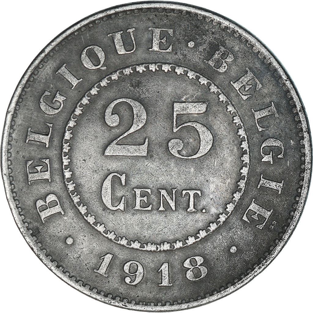 Belgian Coin 25 Centimes German Occupation Coinage | Lion | Flower | KM82 | 1915 - 1918