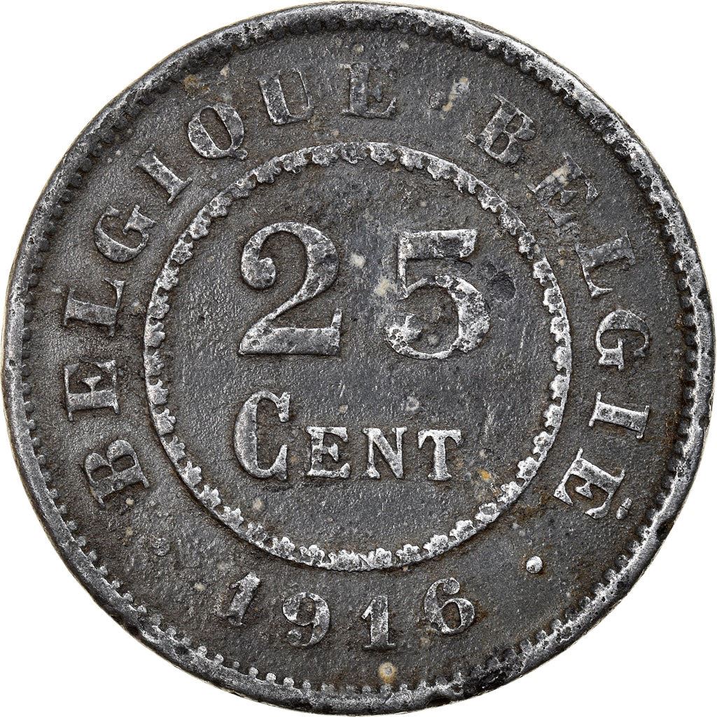 Belgian Coin 25 Centimes German Occupation Coinage | Lion | Flower | KM82 | 1915 - 1918