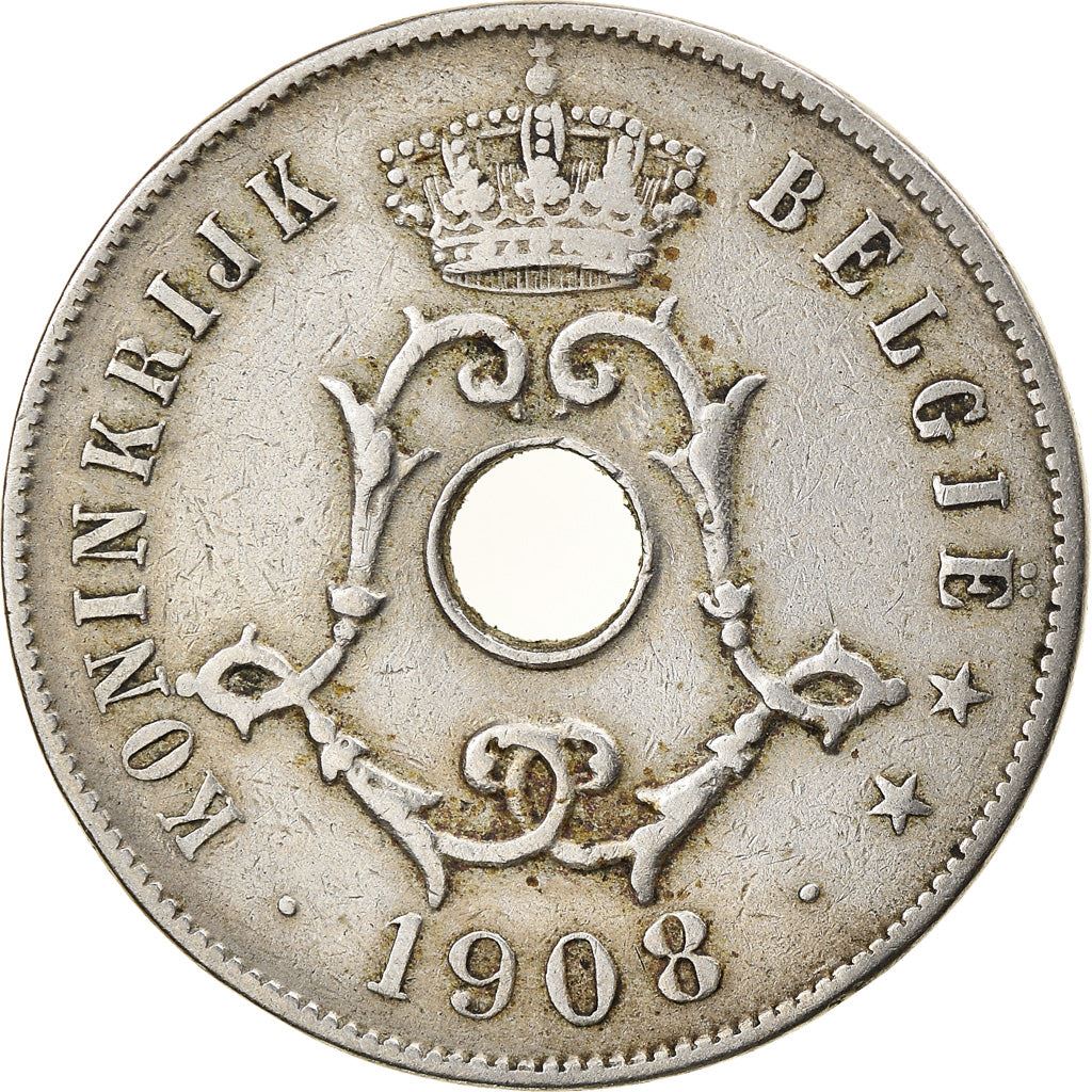 Belgian Coin 25 Centimes - Léopold II België | Olive Branch | Star | KM63 | 1908