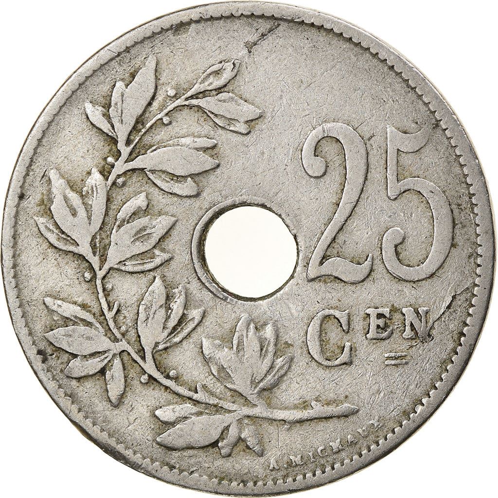 Belgian Coin 25 Centimes - Léopold II België | Olive Branch | Star | KM63 | 1908