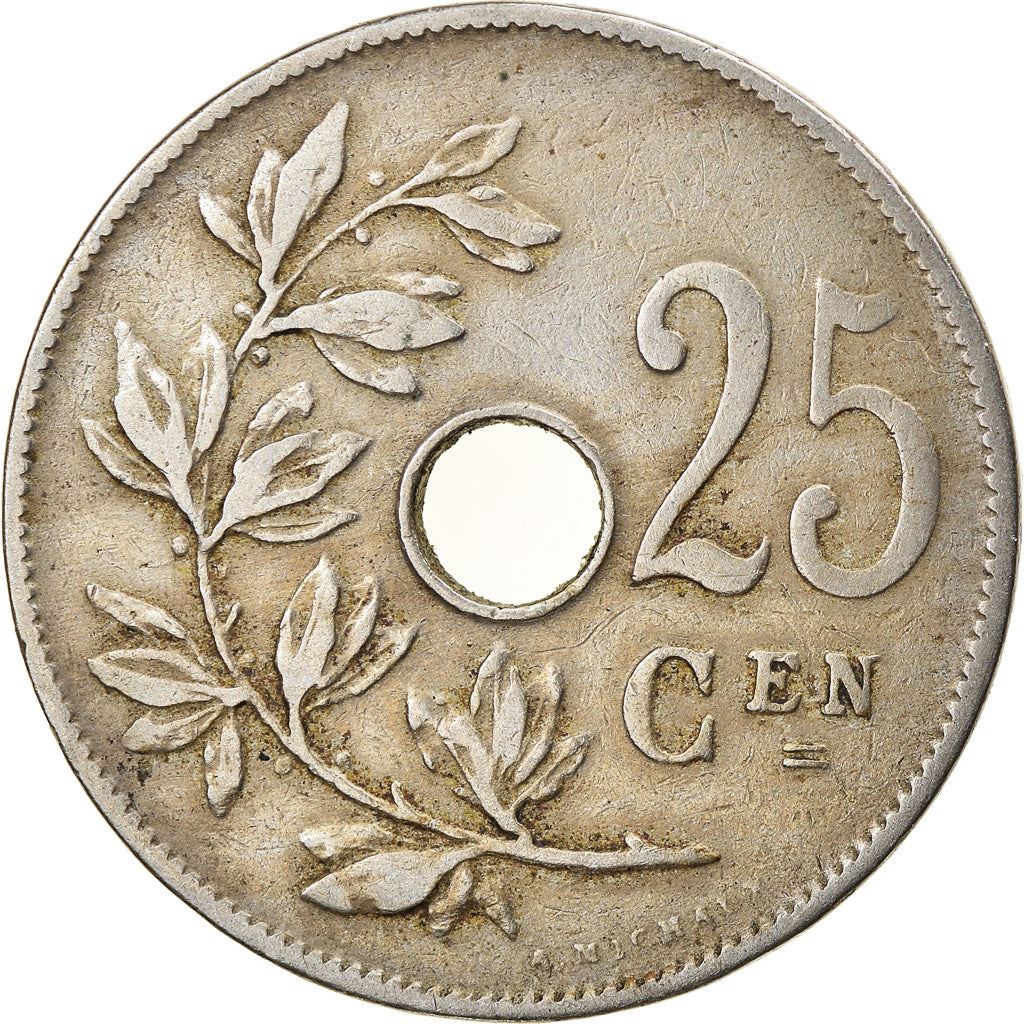 Belgian Coin 25 Centimes - Léopold II België | Olive Branch | Star | KM63 | 1908