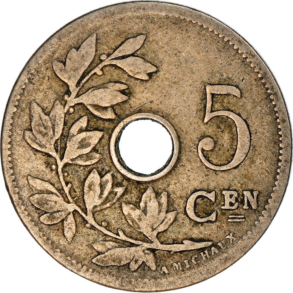 Belgian Coin 5 Centimes - Léopold II België | Olive Branch | Star | KM55 | 1904 - 1907