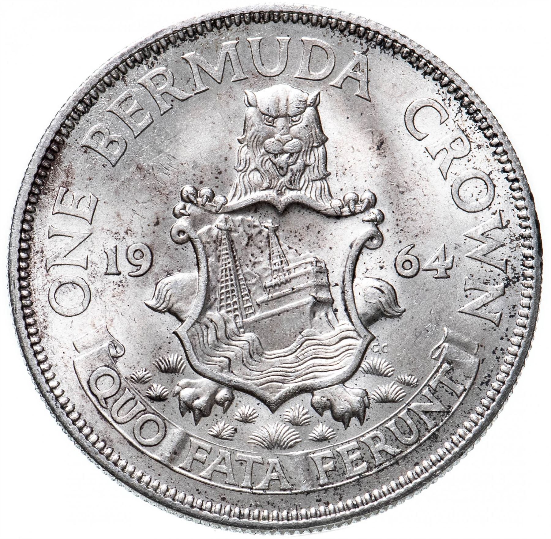 Bermuda | 1 Crown Coin | Queen Elizabeth II | Lion | KM14 | 1964