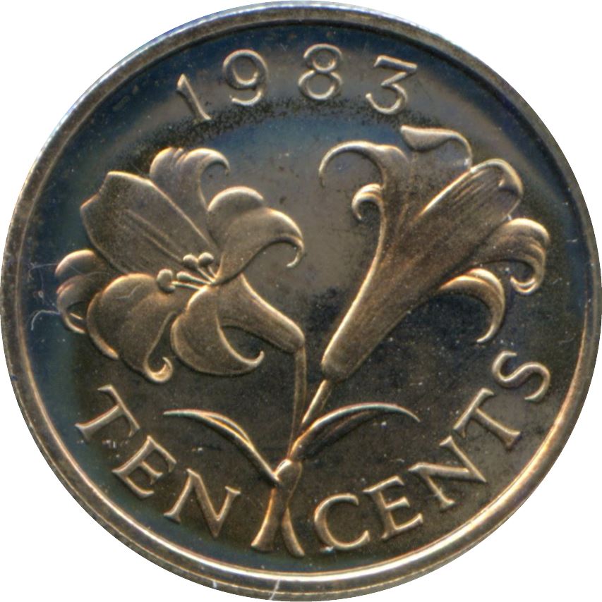 Bermuda | 10 Cents Coin | Queen Elizabeth II | Bermuda Lily | KM17 | 1970 - 1985