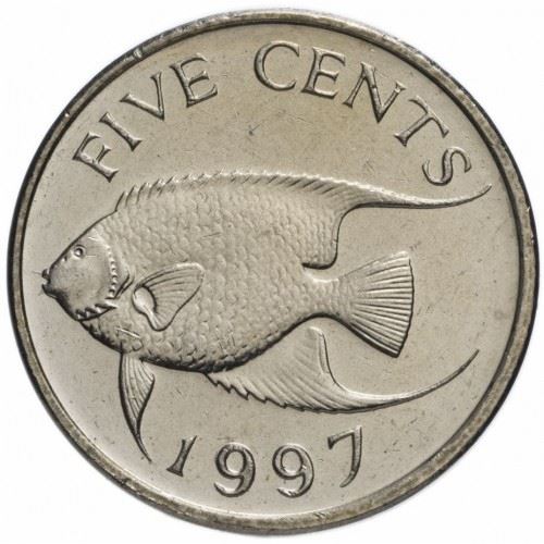 Bermuda | 5 Cents Coin | Queen Elizabeth II | Angelfish | KM45 | 1986 - 1998