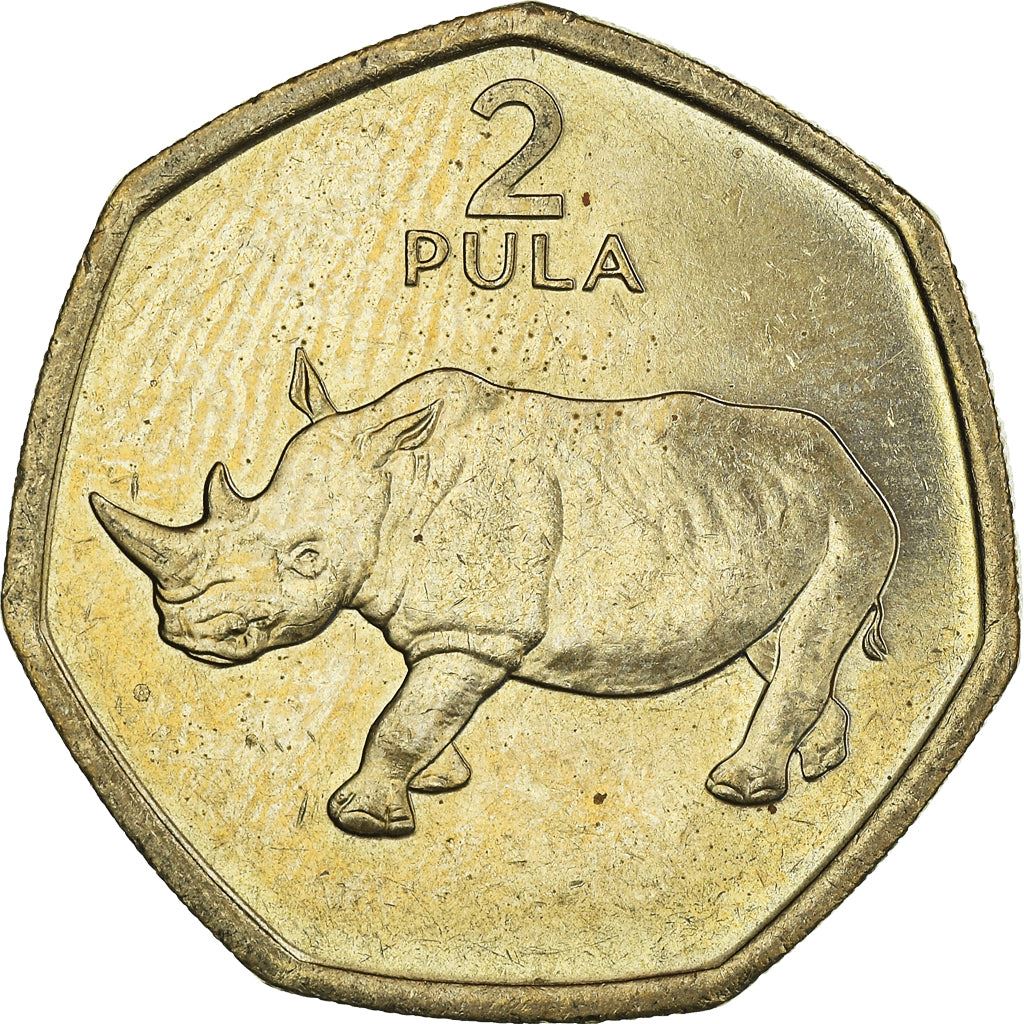 Botswana 2 Pula Coin | White Rhinoceros | Rhino | KM25 | 1994