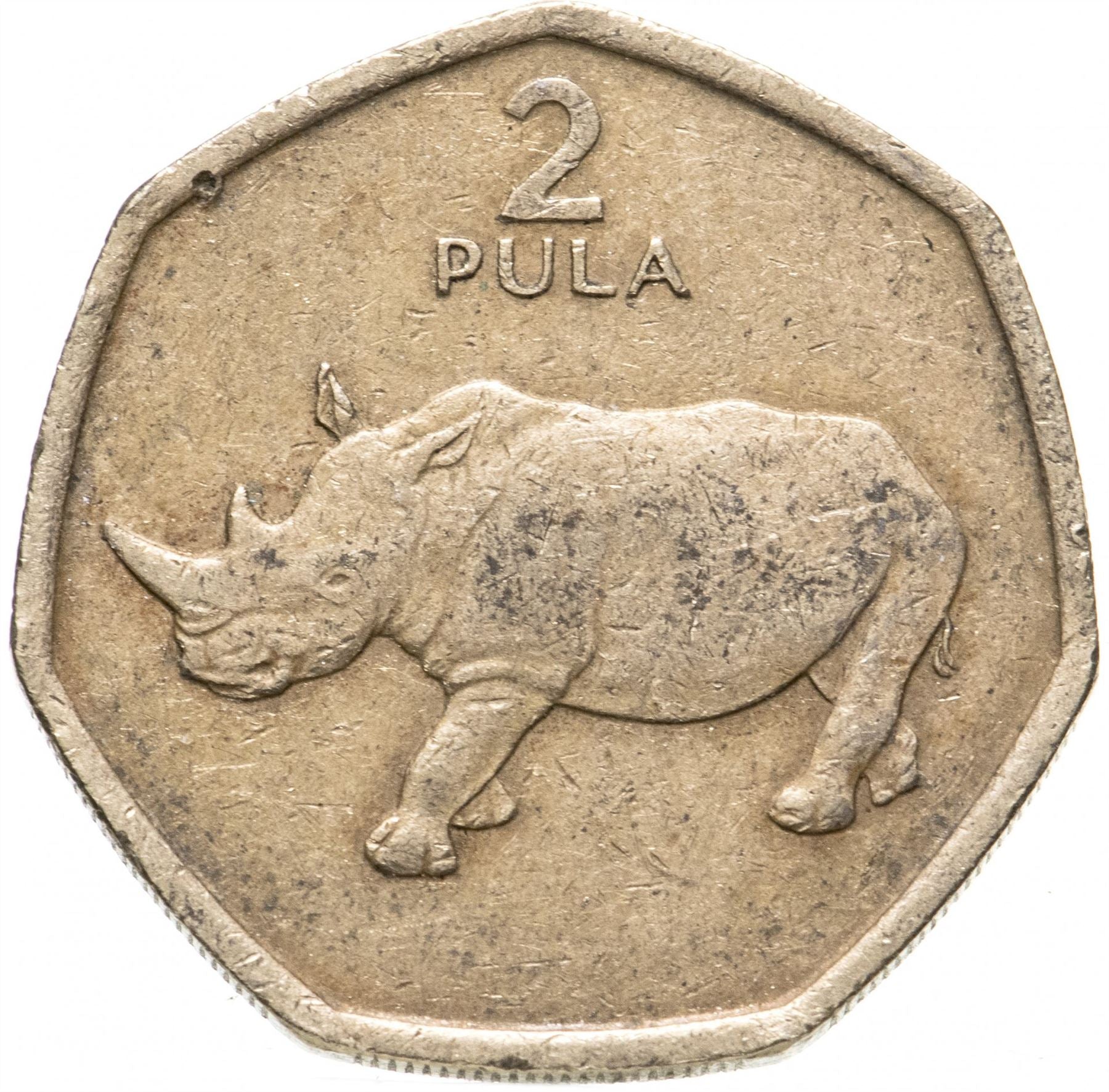 Botswana 2 Pula Coin | White Rhinoceros | Rhino | KM25 | 1994