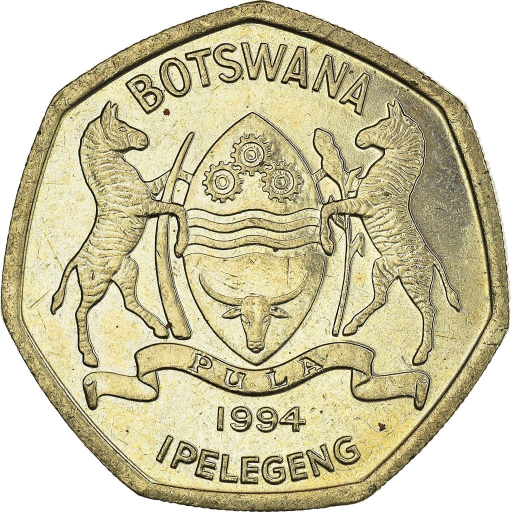 Botswana 2 Pula Coin | White Rhinoceros | Rhino | KM25 | 1994