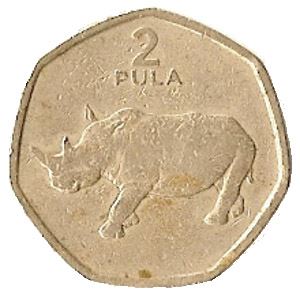 Botswana 2 Pula Coin | White Rhinoceros | Rhino | KM25 | 1994