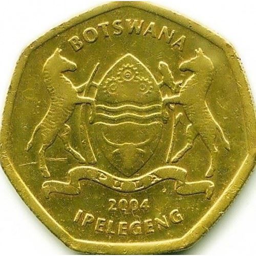 Botswana 2 Pula Coin | White Rhinoceros | Rhino | KM25a | 2004