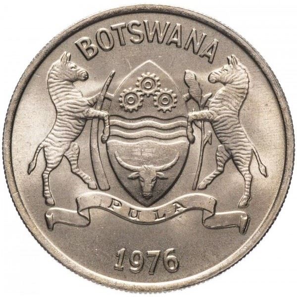 Botswana 25 Thebe Coin | Zebu | KM6 | 1976 - 1989