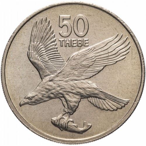 Botswana 50 Thebe Coin | African Fish Eagle | KM7 | 1976 - 1985