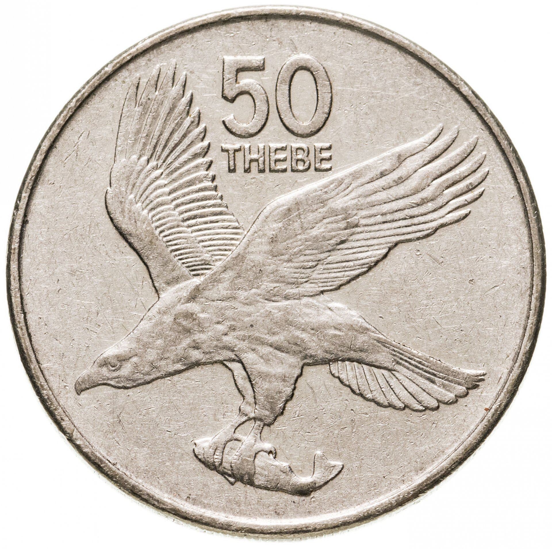 Botswana 50 Thebe Coin | African Fish Eagle | KM7a | 1991