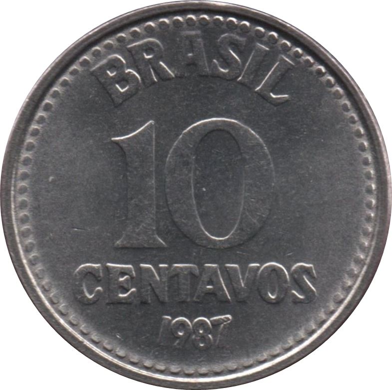 Brazil 10 Centavos Coin KM602 1986 - 1988