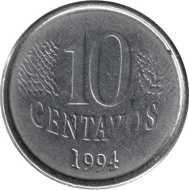 Brazil 10 Centavos Coin KM633 1994 - 1997