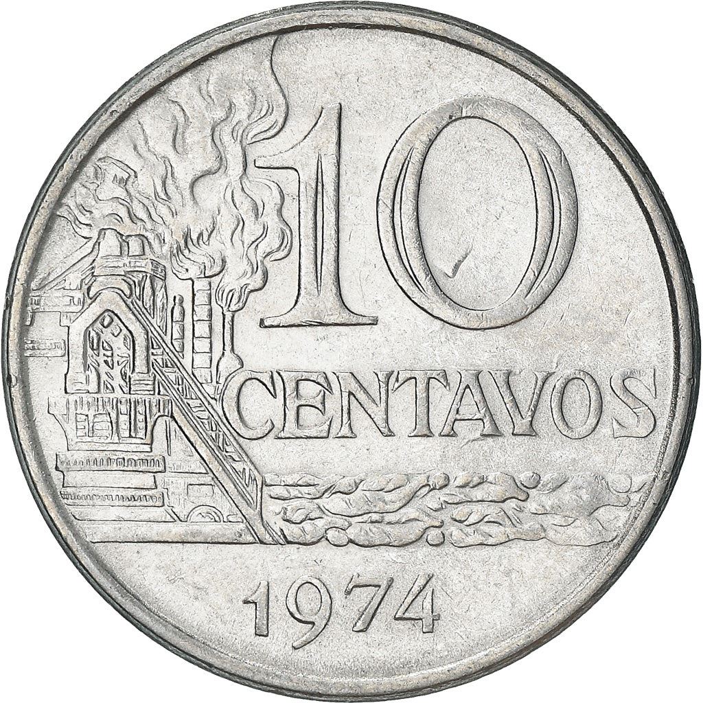 Brazil 10 Centavos Coin | magnetic | KM578.1a | 1974 - 1979