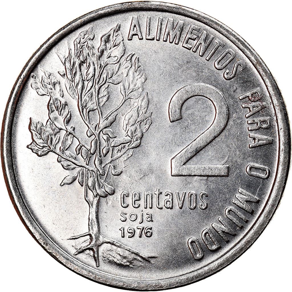 Brazil 2 Centavos Coin | FAO Soy Bean Plant | KM586 | 1975 - 1978