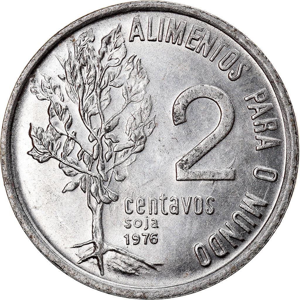 Brazil 2 Centavos Coin | FAO Soy Bean Plant | KM586 | 1975 - 1978