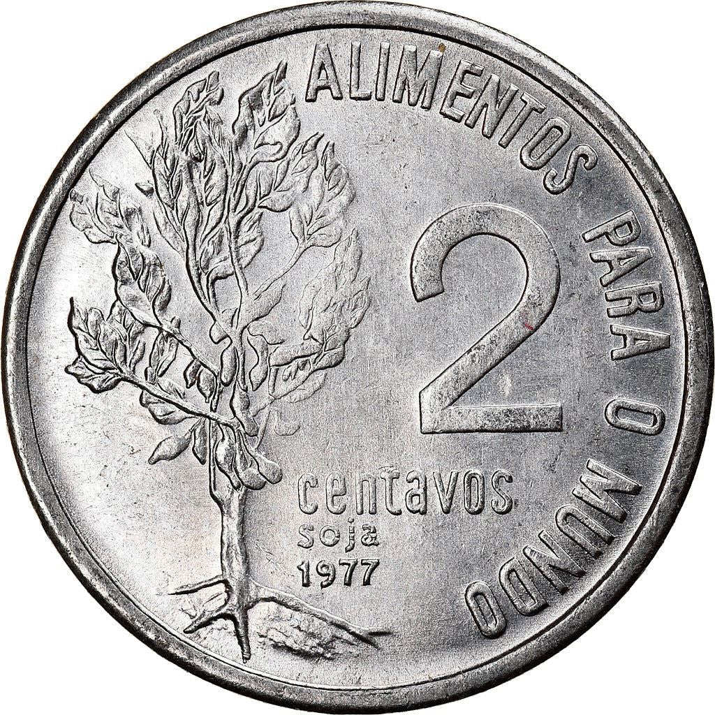 Brazil 2 Centavos Coin | FAO Soy Bean Plant | KM586 | 1975 - 1978