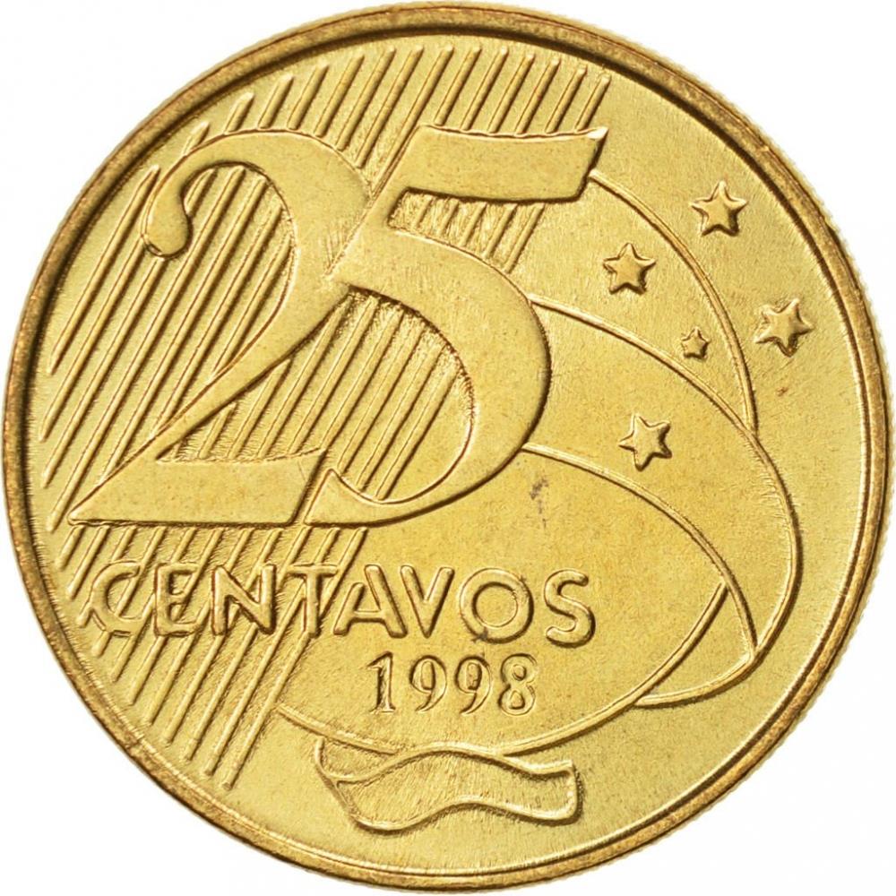 Brazil 25 Centavos Deodoro da Fonseca Coin KM650 1998 - 2021